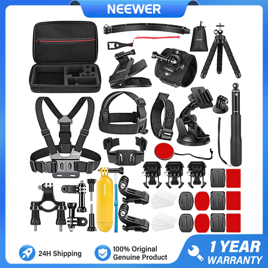 NEEWER ชุดอุปกรณ์เสริมกล้องแอคชั่นแคม 50-in-1 สำหรับ GoPro Hero 12/11 DJI OSMO Insta360