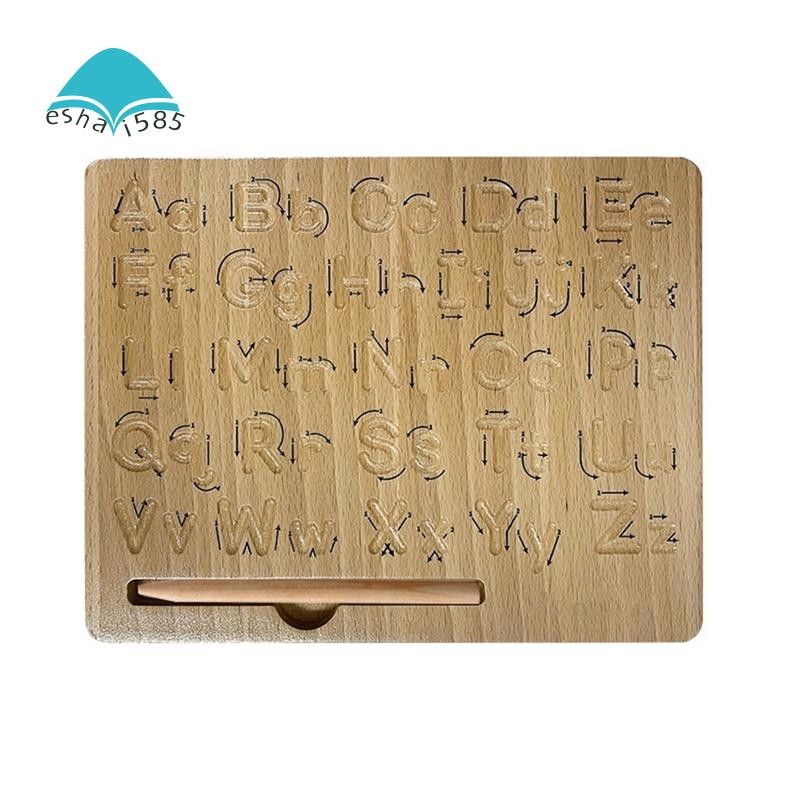 Eshai585ตัวอักษรไม้ Tracing Board Word Board Double-Sided Letter Practice Tool ของเล่นเพื่อการศึกษาก