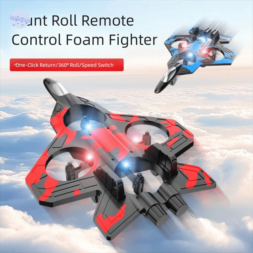 LUXELUNGE สี่มอเตอร์เฮลิคอปเตอร์ของเล่น,2.4G Stunt Gravity Sensing รีโมทคอนโทรลโฟม Fighter,เครื่องบินของเล่น EPP โฟมแบบพกพาชาร์จ RC Hobby Jet Plane ตกแต่งบ้าน