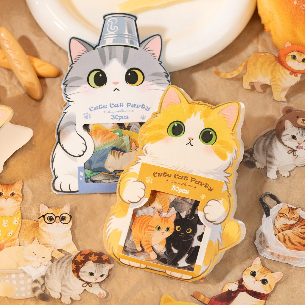 Back To SchoolMr. กระดาษ 30 ชิ้น PET Cat สติกเกอร์แพ็คกันน้ํารูปแบบน่ารักสติกเกอร์สําหรับบัญชีมือ DIY ตกแต่ง Collage ราคา ถูกที่สุด ดีลบีเคเค แกลเลอรีภาพที่ 9
