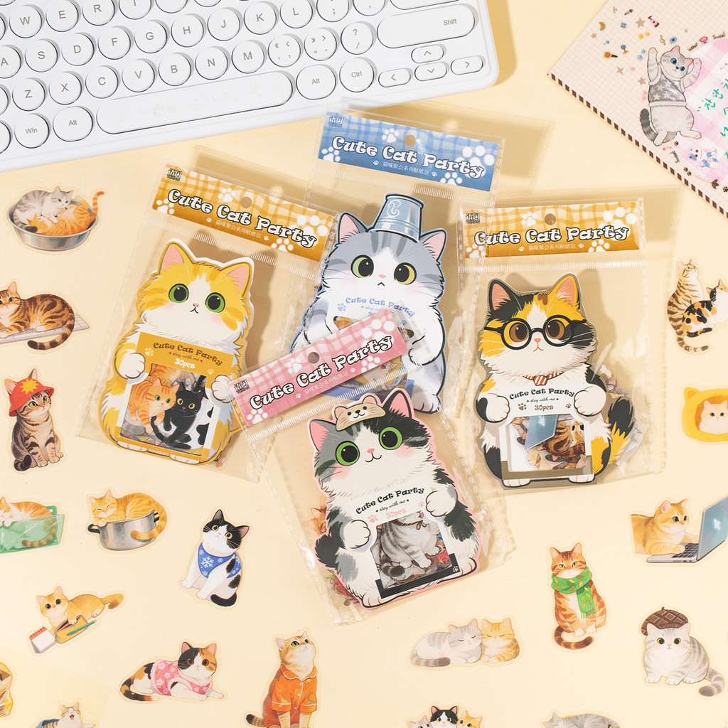 Back To SchoolMr. กระดาษ 30 ชิ้น PET Cat สติกเกอร์แพ็คกันน้ํารูปแบบน่ารักสติกเกอร์สําหรับบัญชีมือ DIY ตกแต่ง Collage ราคา ถูกที่สุด ดีลบีเคเค แกลเลอรีภาพที่ 8