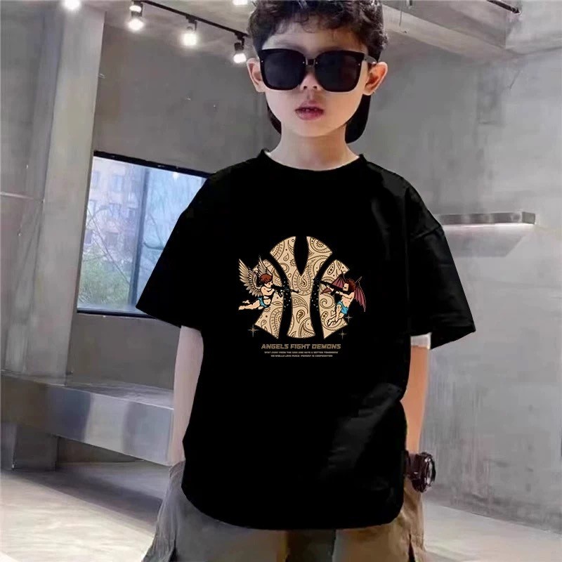 TinyJoy เสื้อยืด cotton เสื้อ คอกลม โคตรนุ่ม 'Angel' t shirt เสื้อเด็ก เด็กผู้ชาย oversize ของเด็ก แฟชั่น สไตล์เกาหลี