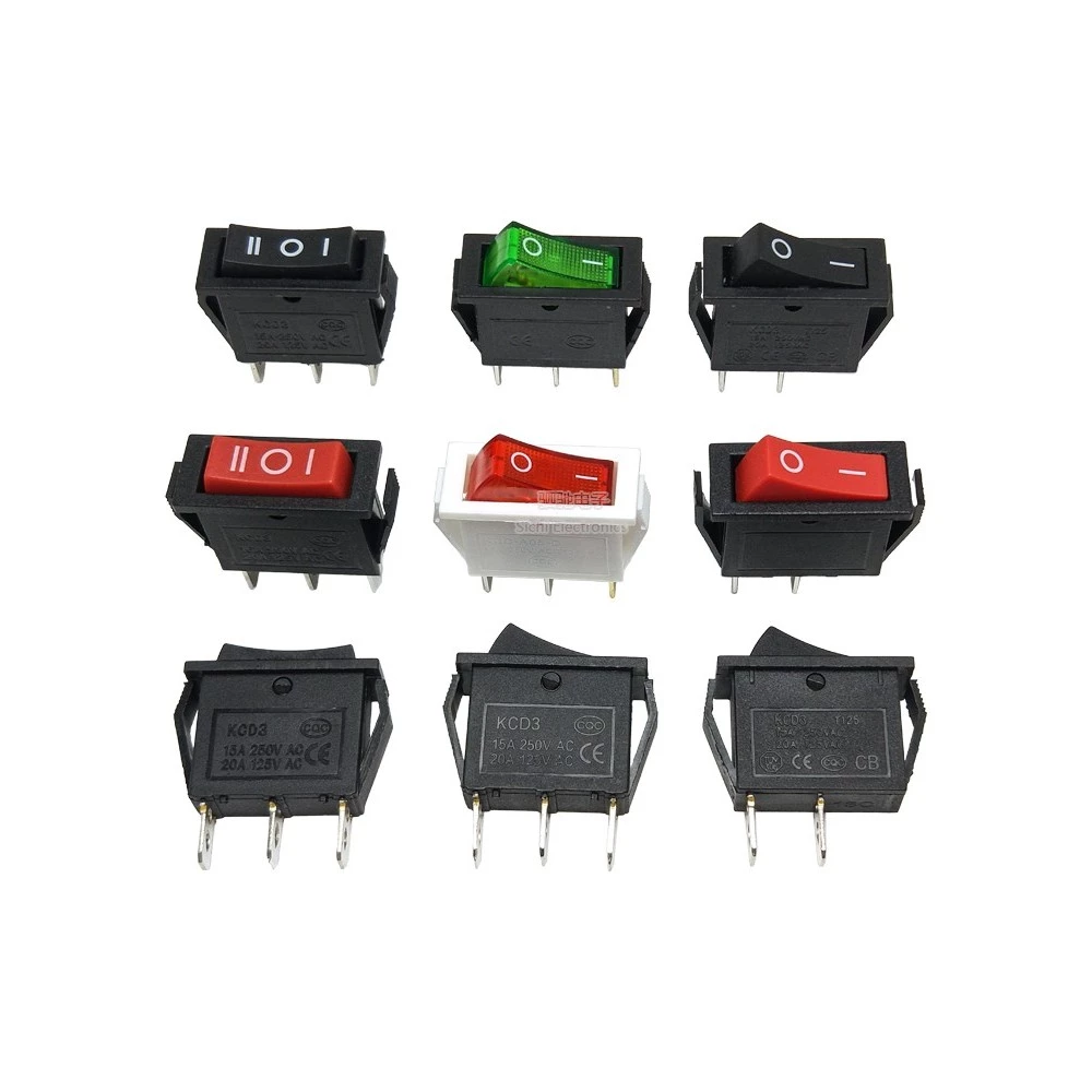 KCD3-102N 2 Pins 3 Pins 2 เกียร์สวิทช์โยกไฟพร้อมปุ่มโยกโยกไฟ KCD8211N