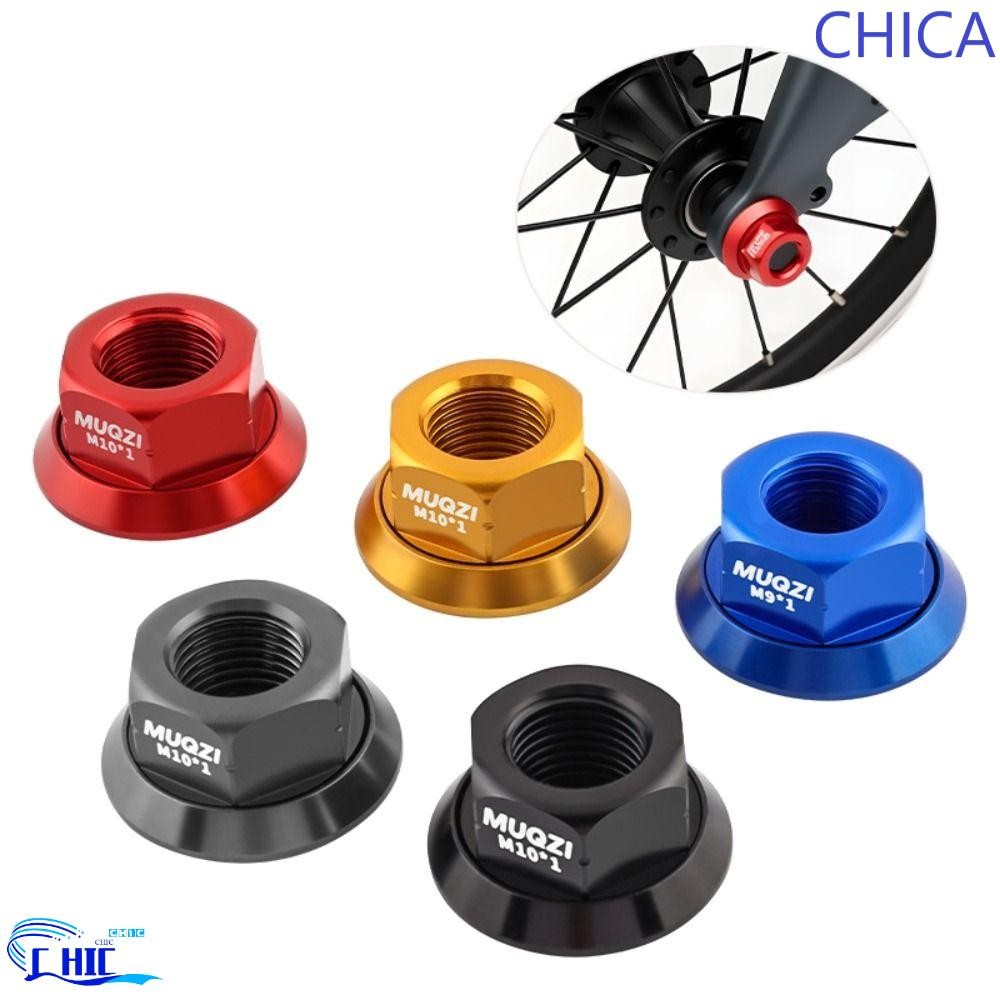 CHICA 2 ชิ้นจักรยาน Hub Nut, M9/M10/M10*3/8 อลูมิเนียมอัลลอยด์ด้านหลังเพลาสกรู, สีสันความแข็งแรงสูง Anodizing Anti-rust อุปกรณ์เสริมจักรยานจักรยานเสือหมอบ