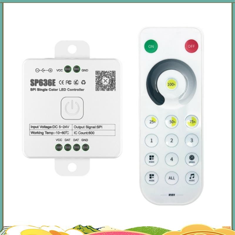 AND-SP636E SPI DC5-24v คอนโทรลเลอร์ขาวดําพร้อมรีโมทคอนโทรลรองรับรีโมทคอนโทรลสัมผัส 2.4G