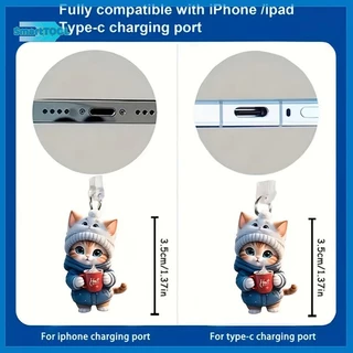 UTZN> น่ารัก 2D โทรศัพท์ Anti Dust Charge Port Plug สําหรับ Type C Dust Protection Stopper Accessorie ใหม่