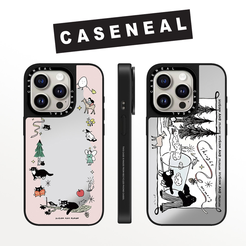 Drop proof CASENEAL เคสโทรศัพท์สําหรับ iPhone 16promax 16pro 16 15Pro 15promax 14promax 13 13promax พิมพ์ด้านข้างเคสแข็ง Forest Cat 12promax กรณี iPhone 11 กรณีคุณภาพสูง