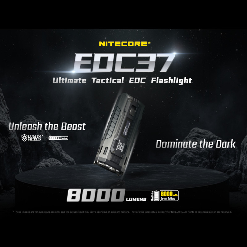 NITECORE EDC37 Ultimate Tactical EDC Flashlight 8000 lumens พร้อมแบตเตอรี่ 8000mAh และช่องชาร์จ USB-C 18W