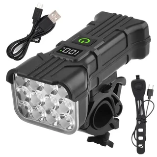 ติดหน้ารถจักรยาน ไฟหน้าจักรยาน ลูกปัดแสงสูง 12 ลูก LED ไฟฉายจักรยาน กลางแจ้ง การชาร์จ USB ไฟแตร 5โหมด 400 Lumens