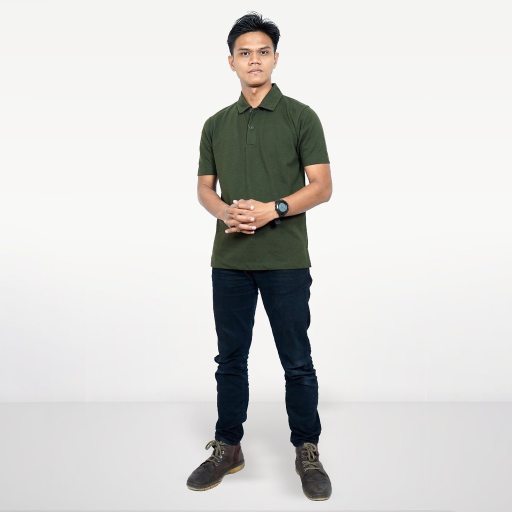 Baverre Man By Hassenda - เสื้อโปโล Adam คอปกธรรมดา Cotton Lakos Army VPG10404OLV