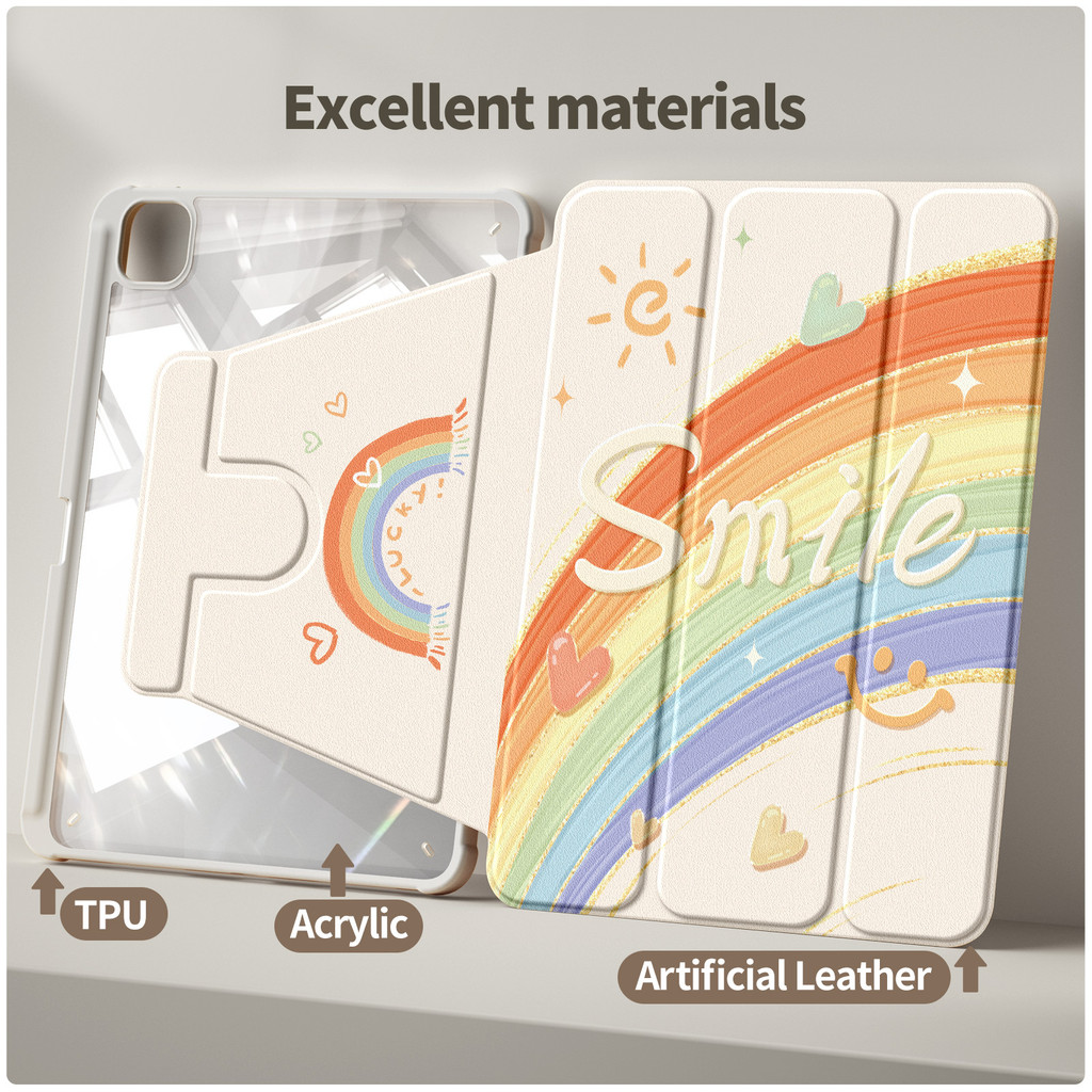 Smile Rainbow for Huawei MatePad 11.5 2025/12x/Pro/Air/SE 11/13″/12.6″/11″/11.5s”/10.4″/10.8″ เคสป้องกัน Ultra-Thin Portable+Stylus Storage Leather Tablet Computer Flip Holder Case เหมาะสําหรับ แท็บเล็ตหัวเว่ยเต็มช่วงมีหลายขนาด ราคา ถูกที่สุด ดีลบีเคเค แกลเลอรีภาพที่ 2