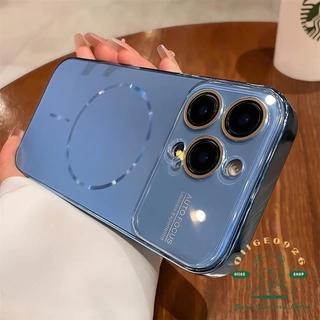AG อะคริลิคเคลือบแม่เหล็กเคสโทรศัพท์ iphone16 Pro Max 15 14 13 12 11 เคสสําหรับเคส iPhone PC + TPU เปลือกแข็งกันกระแทก