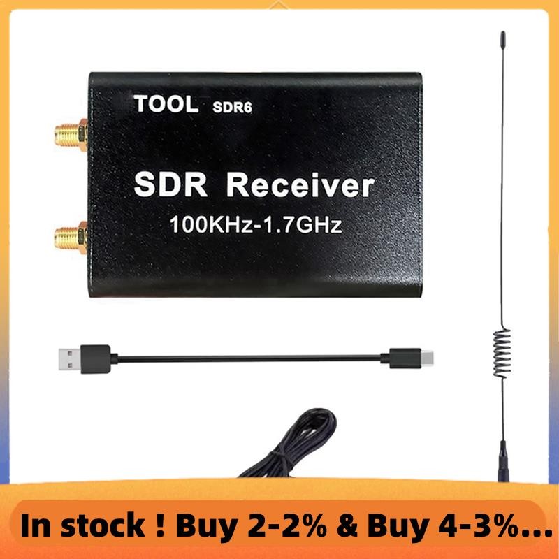SDR6 RTL-SDR ตัวรับสัญญาณ 100KHz-1.7GHz SDR ซอฟต์แวร์สัญญาณวิทยุการบิน Shortwave Wideband RTL2832U +