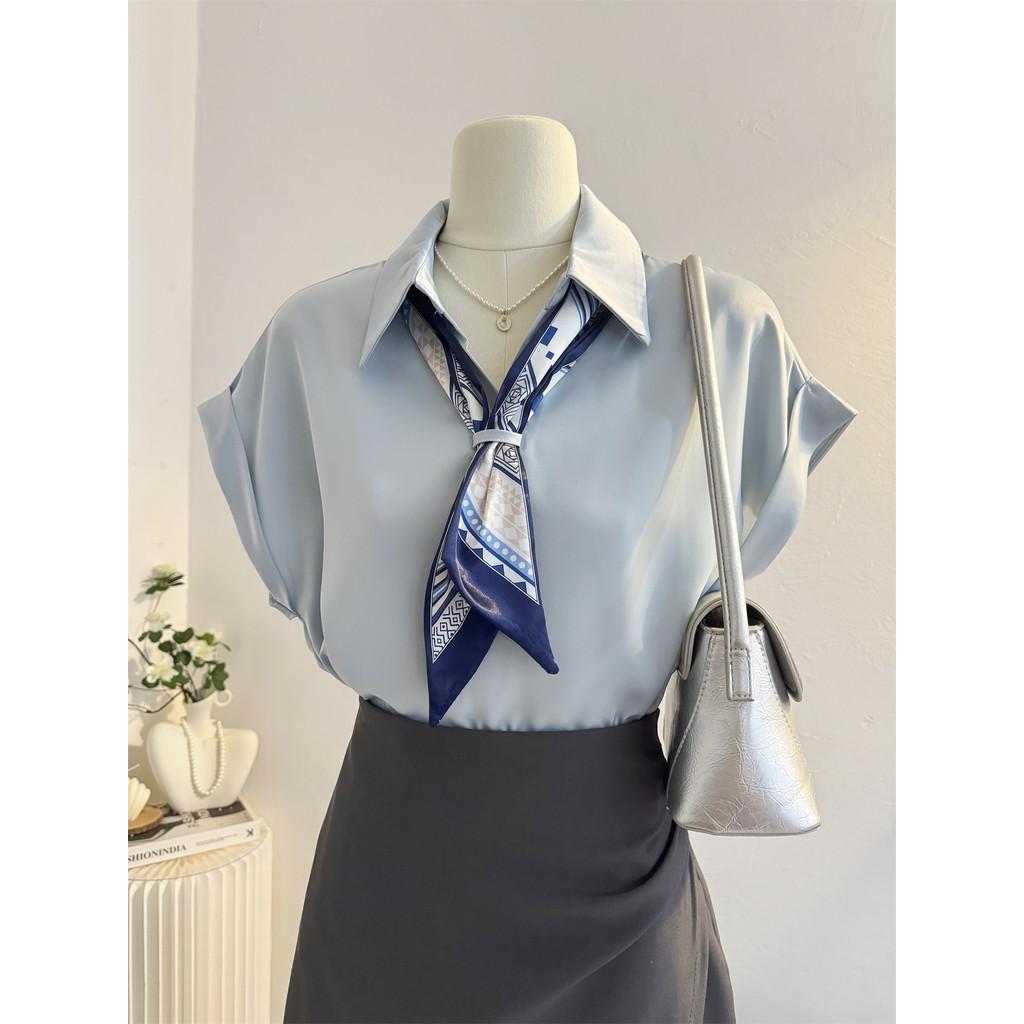 Dahong🧡 99159  เสื้อเชิ้ตผู้หญิงแขนสั้นไซส์ใหญ่ ผ้าซาตินเนียนนุ่ม  แฟชั่น อินเทรนด์  เสื้อสตรีระดับไฮเอนด์ อเนกประสงค์ - รูปที่ 6