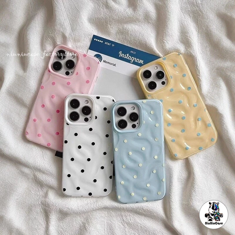 For IPhone 16 15 14 13 12 11 Pro Max X XR XS Max 7 8 Plus Simple Polka Dots เคสโทรศัพท์การ์ตูน เคสไอโฟน13 Soft TPU Case