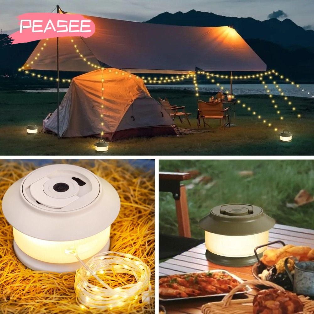 [PEASEE] สายไฟแคมป์ปิ้ง ยาว 20M 2 in 1 ออกแบบไฟเต็นท์แขวน, 5 โหมด USB ชาร์จ Storable Design บรรยากาศแสงตกแต่งสวน