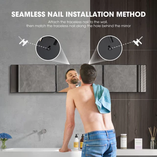 🔥COD 3 Way Mirror 360 Mirror Self Cut Hair, Adjustable Foldable Portable Trifold Mirror with Height Retractable Hook