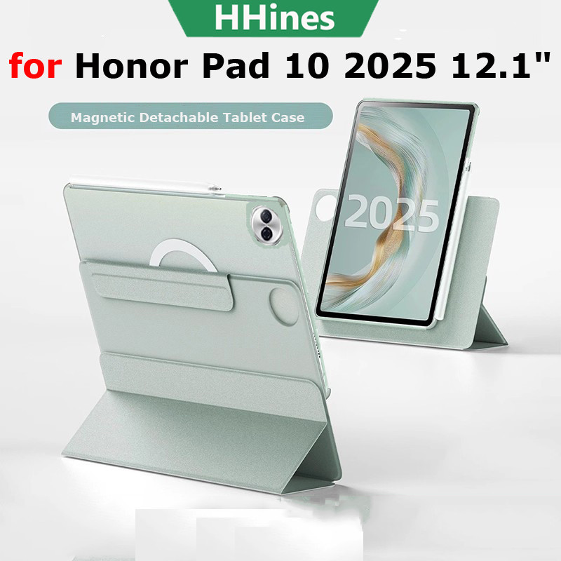 HHines สําหรับ Huawei Honor Pad 10 2025 12.1 "Pad 9 Pad GT Pro 12.3 "MagicPad 2 12.3 Pad V9 11.5 สมาร์ทแม่เหล็ก 360° ฝาครอบปลอกแท็บเล็ตอะคริลิคใสหมุน