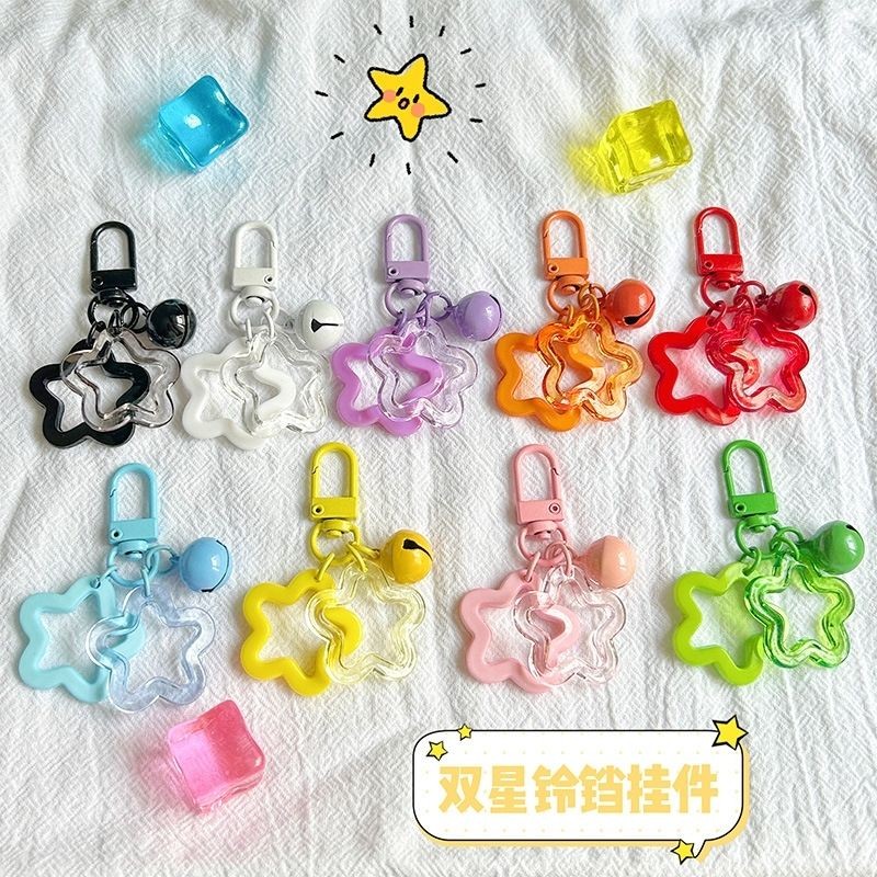 1pc อะคริลิคพวงกุญแจ Bell จี้พวงกุญแจสําหรับสาวกระเป๋าเป้สะพายหลัง Charm หูฟัง Accessorie ของขวัญมิตรภาพสร้างสรรค์