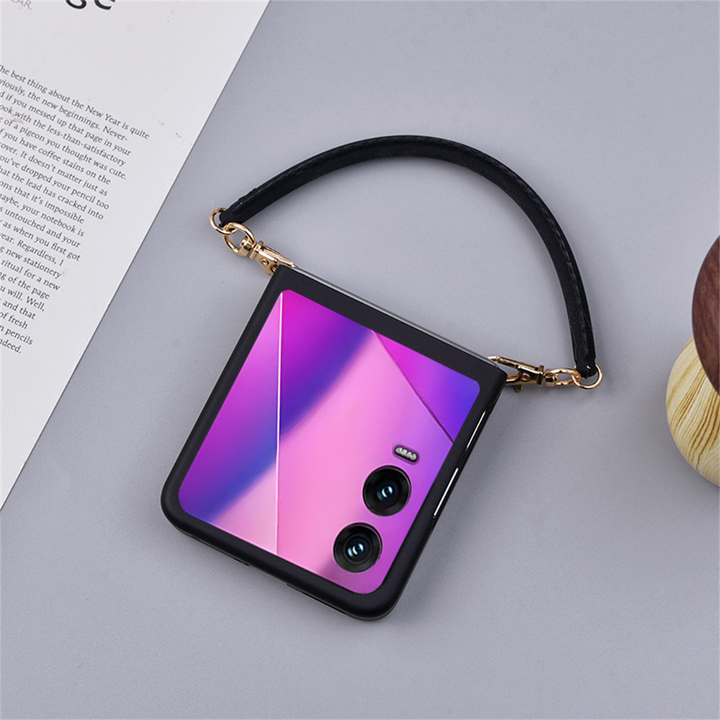 หรูหราเกาหลีสีดํากรณีสร้อยข้อมือซิลิโคนหนังสําหรับ Infinix Zero Flip Tecno Phantom V Flip2 5g Hard ฝาหลัง