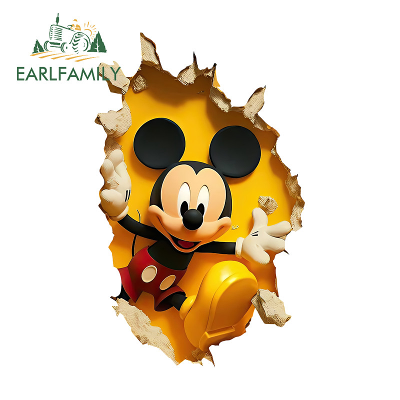 EARLFAMILY Mickey Mouse Tear 3D สติกเกอร์รถรถจักรยานยนต์สเก็ตบอร์ดเครื่องปรับอากาศกระเป๋าเดินทางไวนิล Decals Scratch-Proof Racing อุปกรณ์เสริม