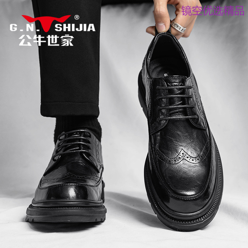 Bulls Family Mens Shoes 2025 Business Brooke Leather Shoes Men British Casual Leather Wedding Groom 