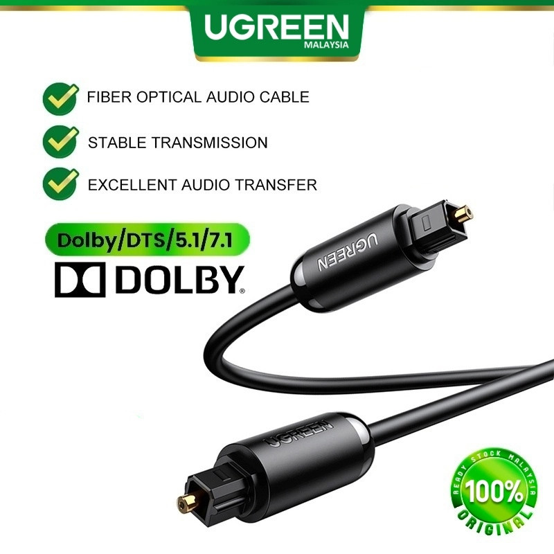 UGREEN สายสัญญาณเสียงออปติคัลไฟเบอร์ดิจิตอล Toslink สายโคแอกเชียลชายกับชายสายออปติคัล SPDIF PS4 ลําโพง Soundbar TV