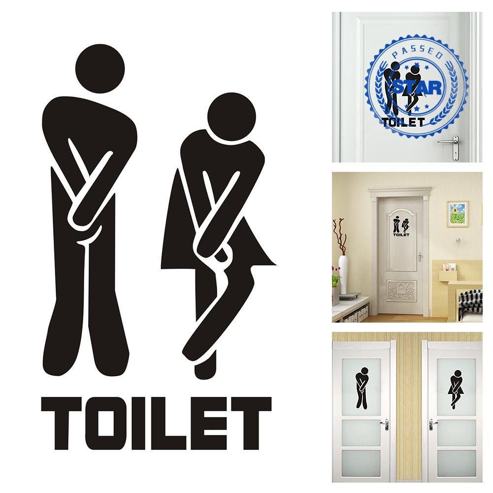 ป้ายห้องน้ําสติกเกอร์ที่ถอดออกได้ห้องน้ําป้ายทางเข้าสติกเกอร์สาธารณะ Lavatory Wall H9z1