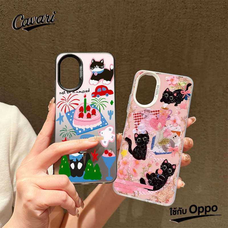 เคสโทรศัพท์ OPPO A17 A57 A3s A18 A53 A16 A58 A7 A17K A5 A38 A54 A12 A77 A15 A9 A5s A78 Reno 5F แมวดำตลก โทรศัพท์ จัดส่งจ