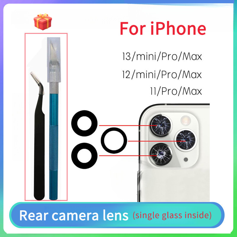 สําหรับ iPhone 11 12 13 Mini Pro Max ฝาครอบด้านหลังกล้องกระจกเปลี่ยนชิ้นส่วนเครื่องมือ
