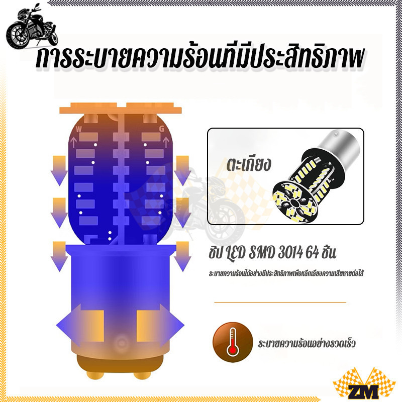 ไฟเบรกกลางวัน LED ไฟเบรค LED 1157  รถจักรยานยนต์  การนำความร้อนสูงประณีตและสวยงาม ใช้เพื่อเปลี่ยนไฟวิ่งกลางวัน ราคา ถูกที่สุด ดีลบีเคเค แกลเลอรีภาพที่ 6