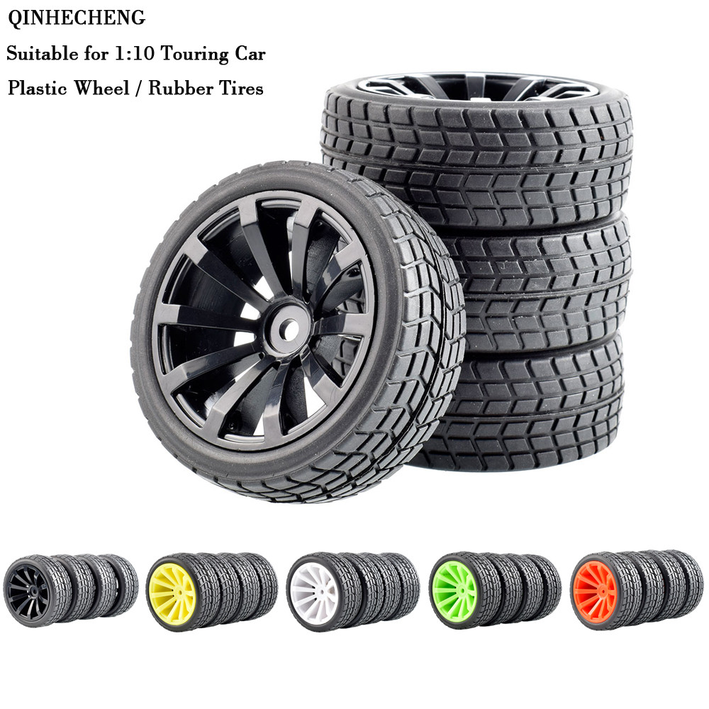 601-8005 64 มม.ยางยางและชุดล้อ 4PCS สําหรับ 1:10 HSP HPI SAKURA D3 Kyosho FW06 ทั่วไป