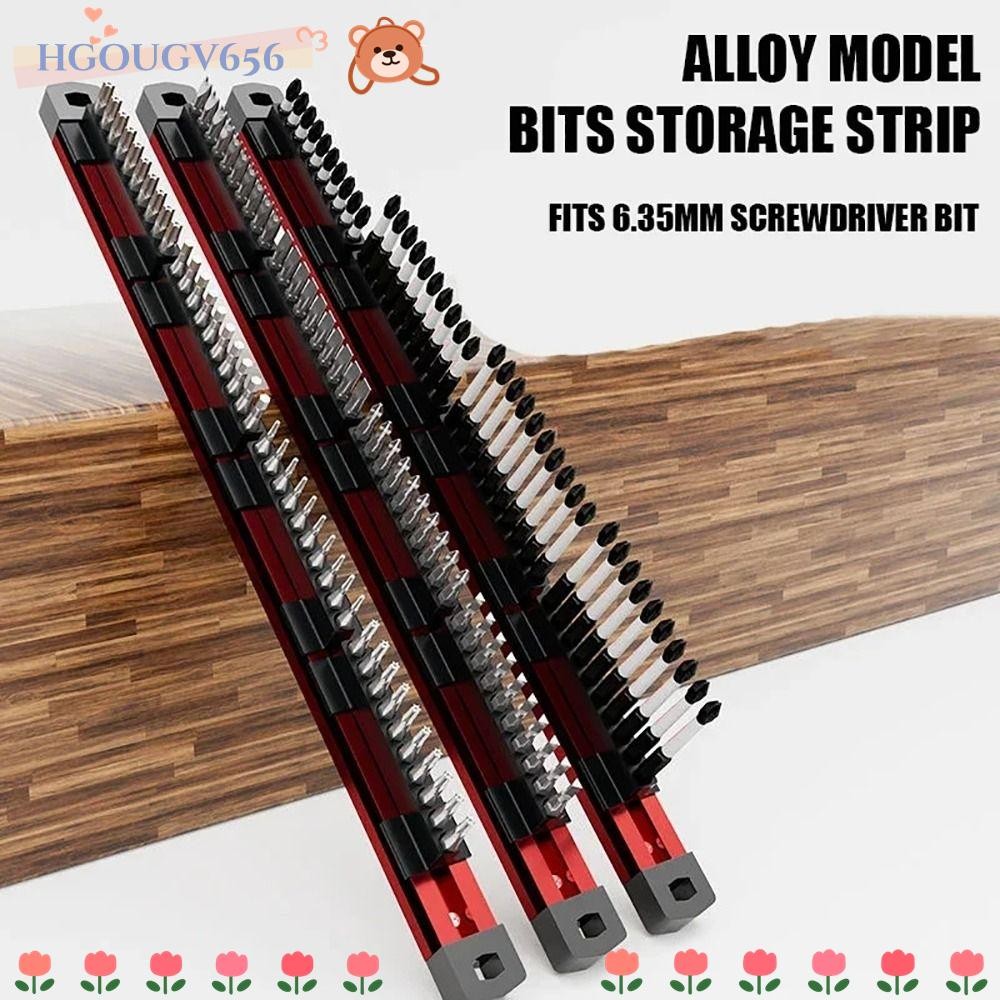 HGOUGVT 1 ชิ้นไขควง Bits Holder, ชุดหัว 40 หลุม Sleeve Storage Rack, อลูมิเนียมอัลลอยด์พร้อมแม่เหล็ก 6.35 มม.เครื่องมือ Organizer สําหรับช่างไฟฟ้าอุปกรณ์เครื่องมือ