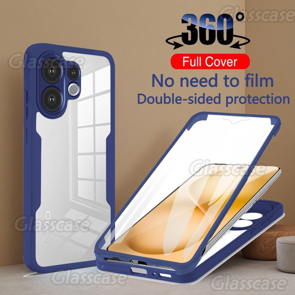 เคส Vivo V60 2025 สําหรับ Vivo V60 V 60 VivoV60 5G 360 ° ด้านหน้าด้านหลังอะคริลิโปร่งใสกรณีโทรศัพท์นุ่ม ทีพียู ยางกันชนกันกระแทกปลอกปกหลัง