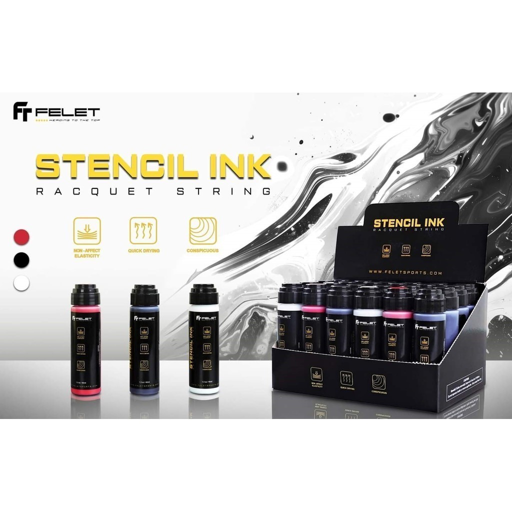 FELET RACQUET STENCIL INK [BLACK/ WHITE/ RED] & CKET STENCIL CARD โดย FLEET