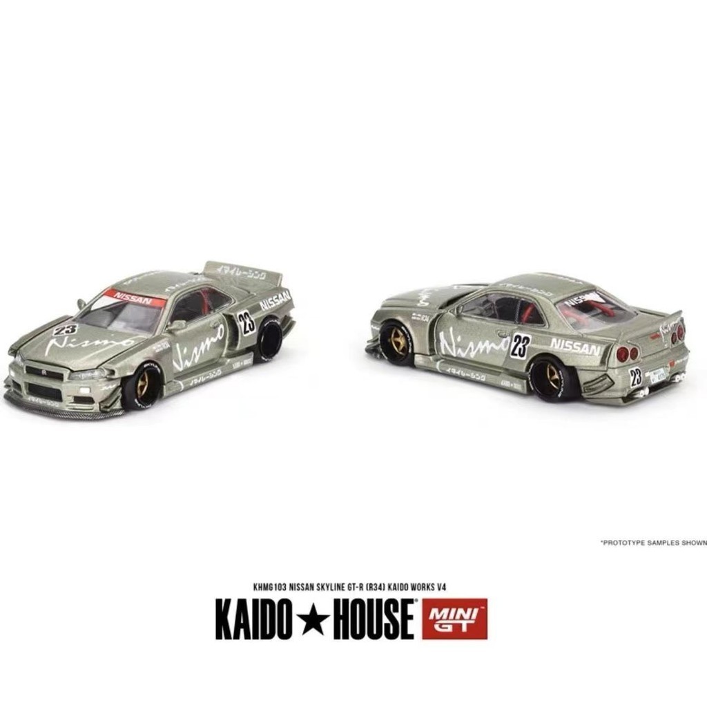 Minigt KaidoHouse 1/64 GTR R34 Tamiya Joint คาร์บอนไฟเบอร์สีดํารถรุ่น