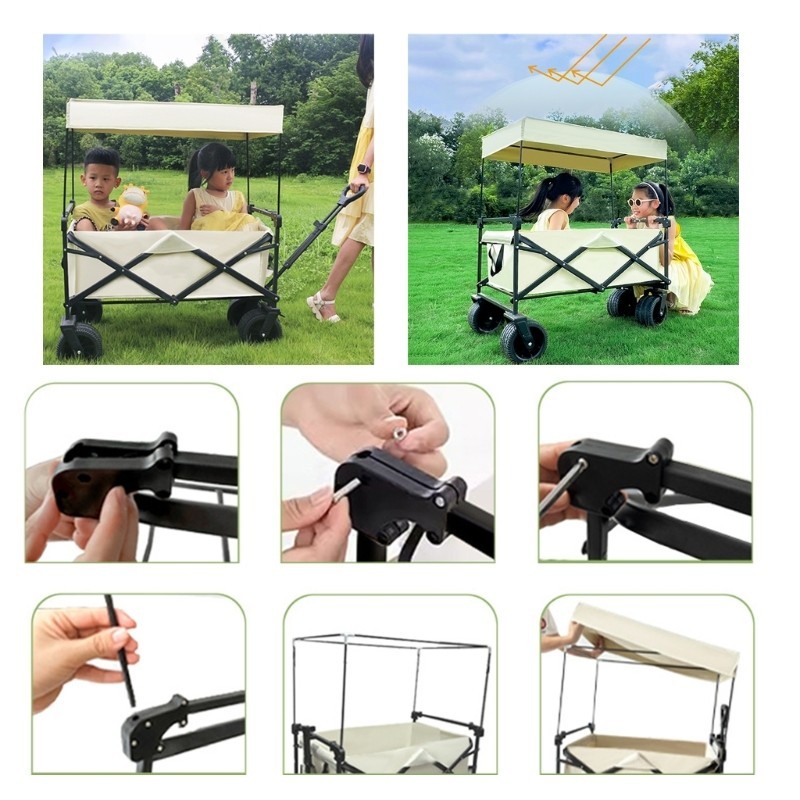 To กันสาด Canopy Shopping Garden Camp Beach Cart Cover กลางแจ้งพับรถเข็นอุปกรณ์เสริมพับ Wagons รถเข็นกันสาด Cano
