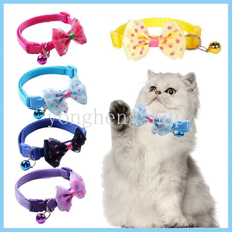 ปรับแมวสุนัขน่ารัก Bowknot Collar Bell จี้สร้อยคอสําหรับสัตว์เลี้ยงแฟชั่นเนคไทสัตว์เลี้ยง Accessoreis