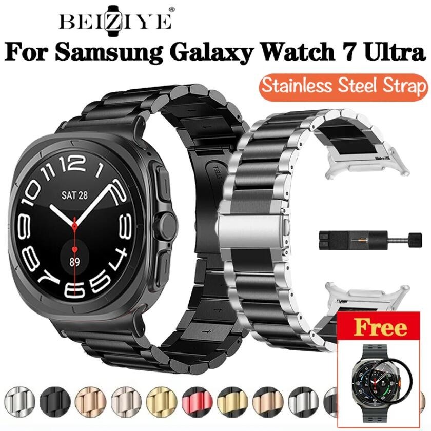 SAMSUNG สายโลหะสําหรับ ซัมซุง นาฬิกา7อัลตร้า47มิลลิเมตรสแตนเลสสายนาฬิกาข้อมือสําหรับ กาแลคซี ดู7อัลตร้า47มิลลิเมตรไม่มีช่องว่างโค้งปลายกําไลอุปก