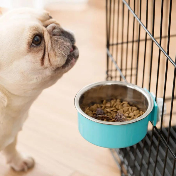 🍒Grace Thai🍒 ชามอาหารสัตว์เลี้ยง โดยยึดติดแน่นกับลูกกรง ชามอาหารสัตว์แบบแขวนป้องกันการพลิกคว่ำ