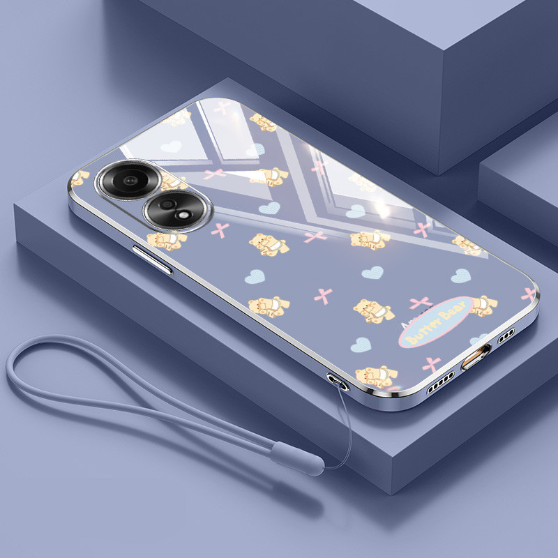ปลอกสําหรับoppo A18 A38 A58 A78 4G 5G A58Xน่ารักเนยหมีน้อยรูปแบบหรูหราElectroplating Anti Dropเคสโทรศัพท์นุ่ม ราคาถูก Shopee Lazada