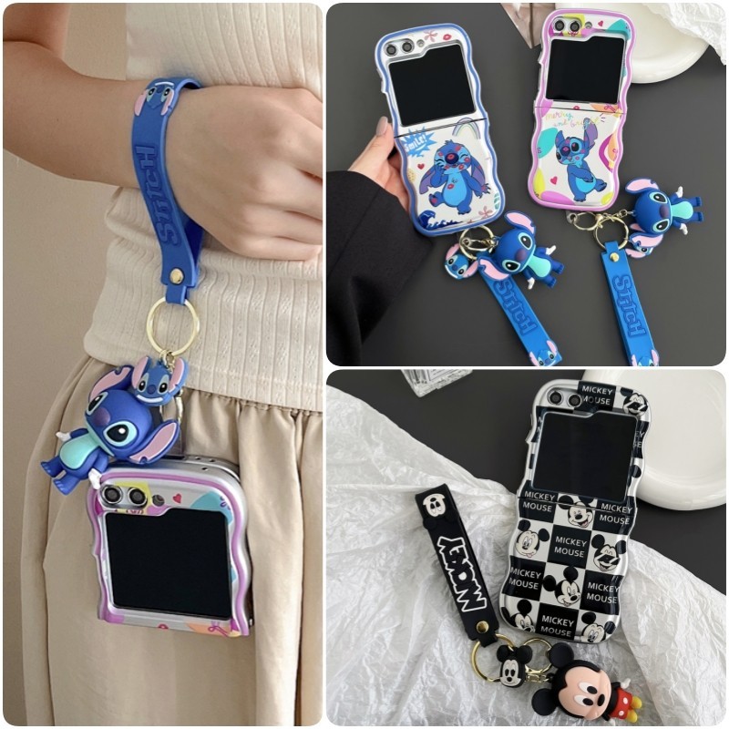 จี้การ์ตูนน่ารัก Silver Soft Case Samsung Galaxy Z Flip 6 Z Flip 5 Flip 4/3 Wave Edge Casing กันกระแทกฝาหลัง Samsung Flip6 Flip5
