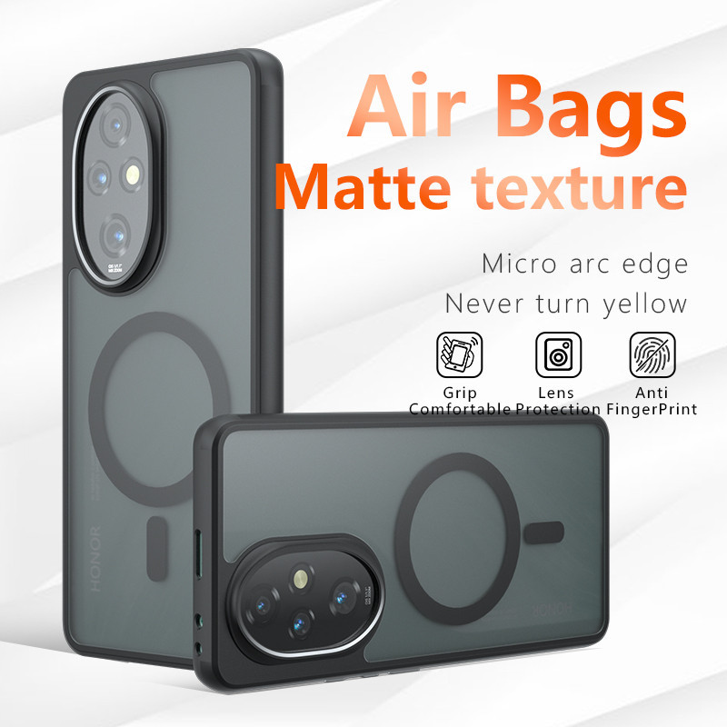 สําหรับ Honor 200, 200 Pro กรณี ELVEV กันกระแทก PC TPU Matte เลนส์ป้องกันฝาครอบโทรศัพท์