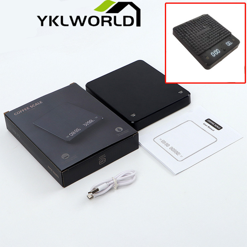 YKLWORLD เครื่องชั่งกาแฟ ตาชั่งกาแฟ 3kg/0.1g มีฟังชั่นชดเชยน้ำหนัก LED เครื่องชั่งดิจิตอล ตาชั่งดิจิตอล เหมาะสำหร
