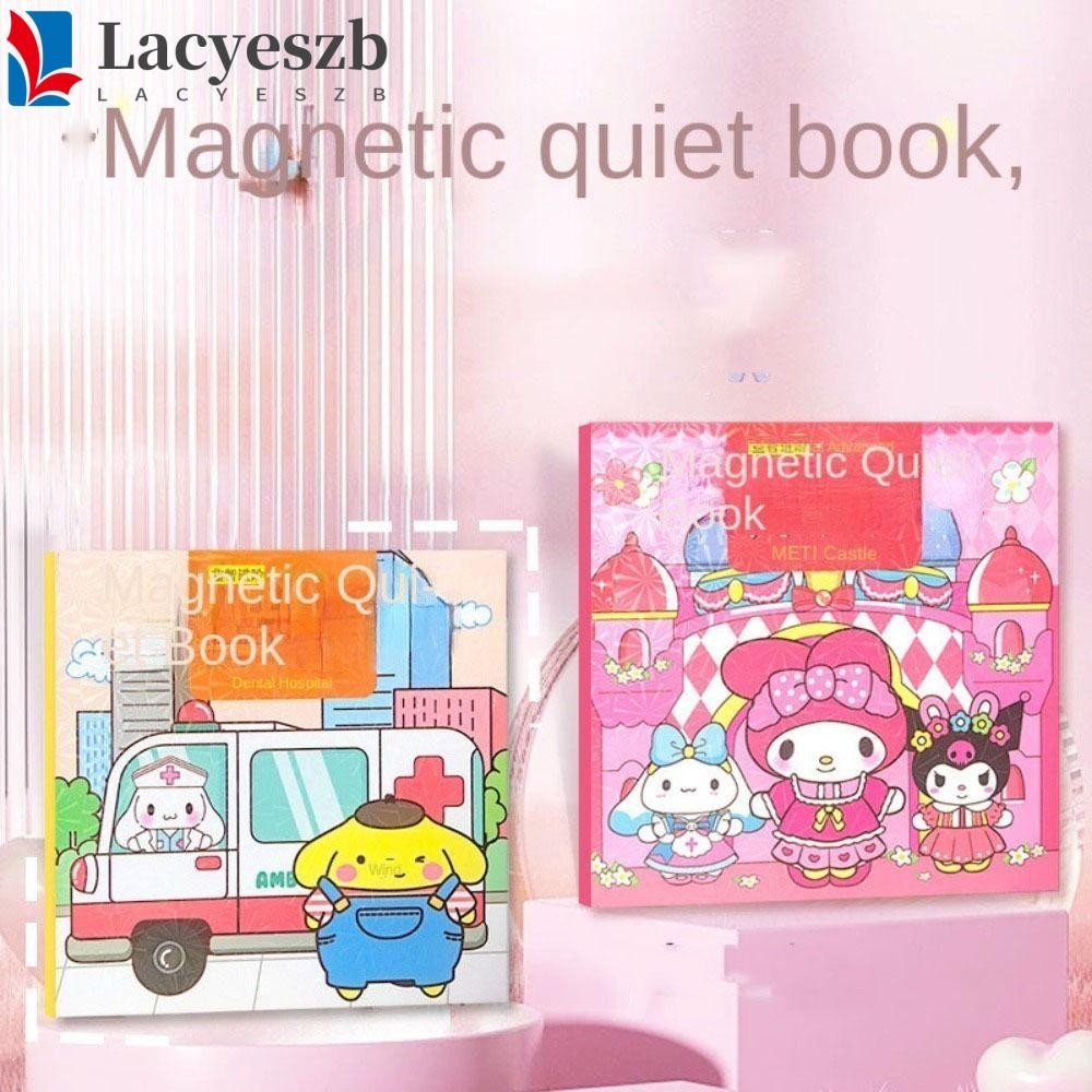 Lacyeszb แม่เหล็กเงียบหนังสือ,กระดาษทําด้วยมือ Kuromi สติกเกอร์หนังสือ,ของเล่นเพื่อการศึกษาการ์ตูนของเล่น Hand Ledger DIY เด็ก Busy Book ของเล่นของขวัญวันเกิด