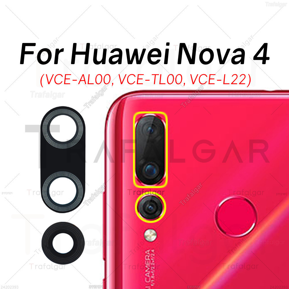 เลนส์กล้องด้านหลังด้านหลังสําหรับ Huawei Nova 4 VCE-L22 เปลี่ยนด้วยสติกเกอร์กาว