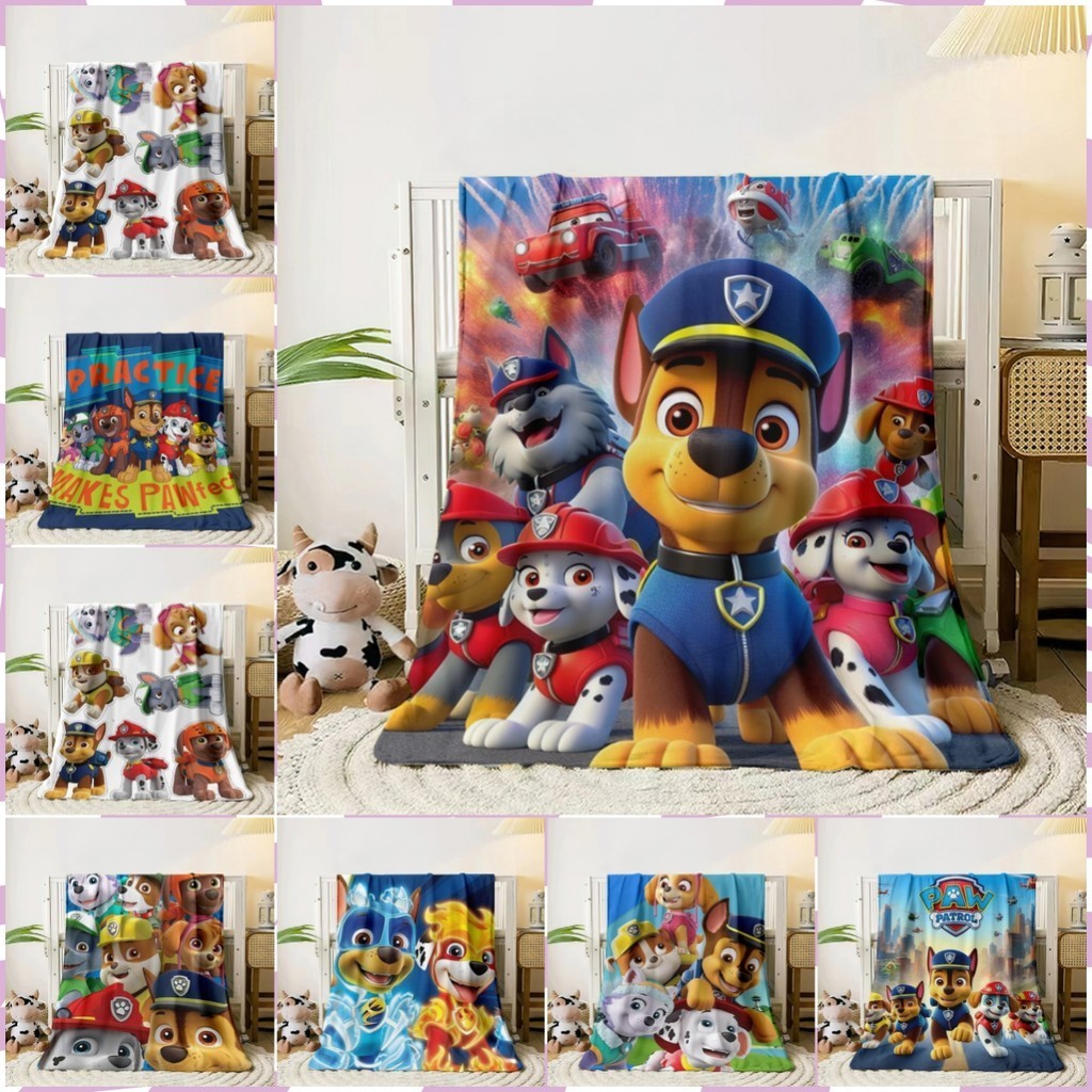 น่ารักการ์ตูน Paw P-Patrol สุนัขของขวัญ Soft Plush ผ้าห่ม,Flannel ผ้าห่มโยนผ้าห่มสําหรับห้องนั่งเล่นห้องนอนเตียงโซฟาปิกนิกเด็ก