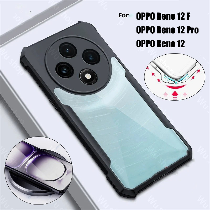 เคสหลังใส Reno 12 F Pro เคสอะคริลิคใส สําหรับ OPPO Reno12F 12F Reno12 12Pro 5G เคสนิ่ม กันกระแทก ขอบกันชน ป้องกันการหล่น