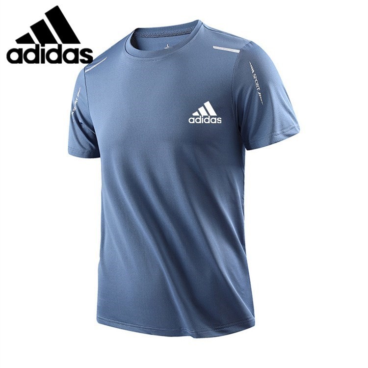 ผ้าไหมน้ําแข็ง Simple sport เสื้อยืดแห้งเร็วสําหรับผู้ชาย คอกลมธรรมดา เกาหลี เสื้อยืดแขนสั้นสําหรับผู้ชาย tops เสื้อผ้า Unisex #JXL-802-AD