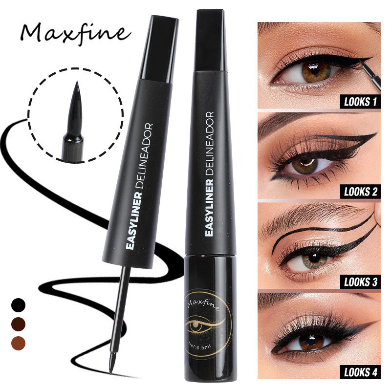 Maxfine ชุดปากกาอายไลเนอร์ชนิดน้ําแบบถอดได้กันน้ํา Oil-Proof Non-Smudge ของแท้ Ultra-Fine